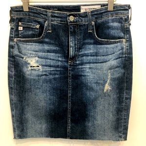 AG Denim Erin Short Pencil Skirt in Distressed 29R